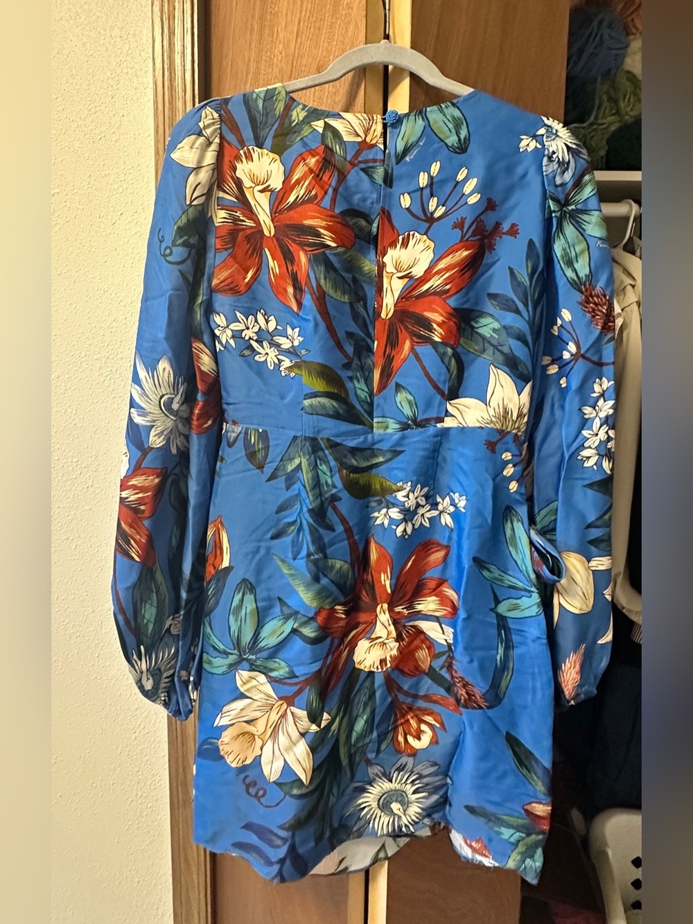 FARM Rio Bright Blue Floral Tie-Waist Midi Dress - Picture 7 of 10